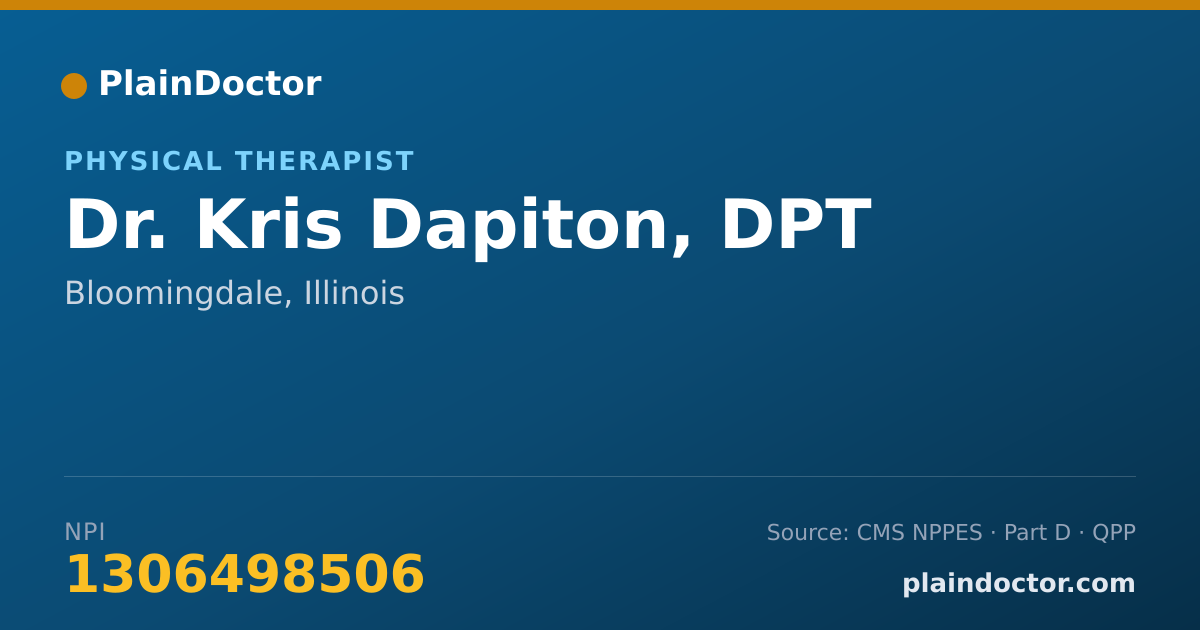 Shareable card for Kris Dapiton, DPT - Physical Therapist, Bloomingdale, IL