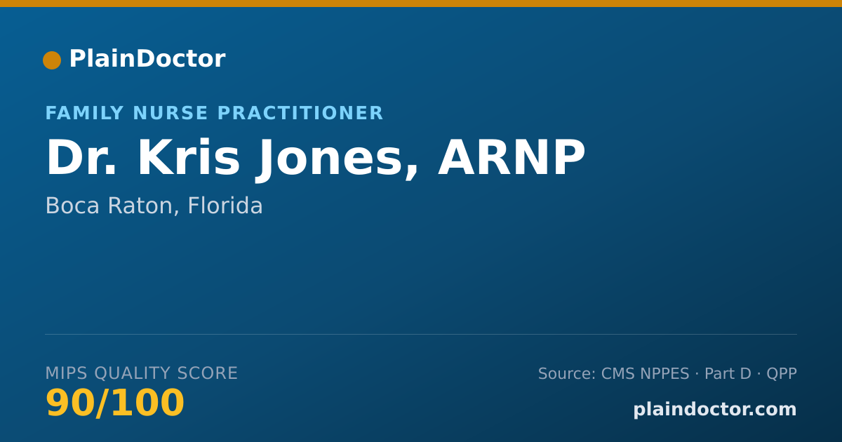 Shareable card for Kris Jones, ARNP - Family Nurse Practitioner, Boca Raton, FL