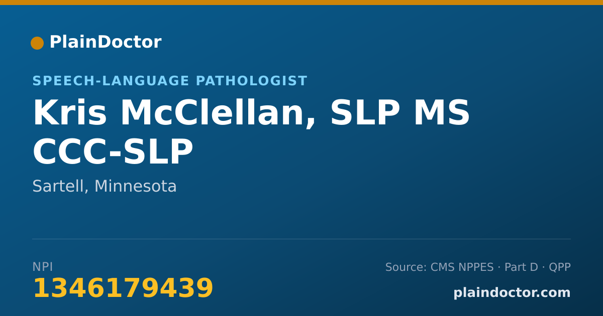 Shareable card for Kris McClellan, SLP MS CCC-SLP - Speech-Language Pathologist, Sartell, MN