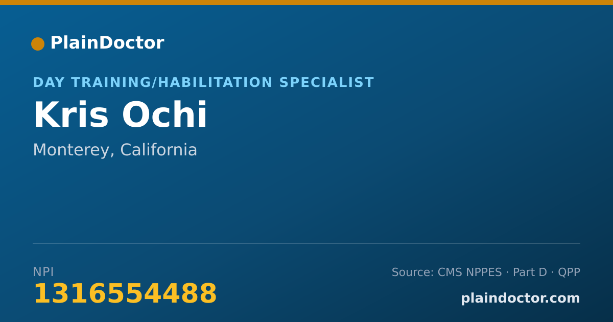 Shareable card for Kris Ochi - Day Training/Habilitation Specialist, Monterey, CA