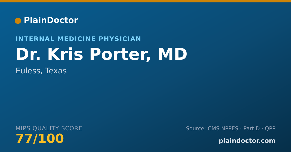 Shareable card for Kris Porter, MD - Internal Medicine Physician, Euless, TX