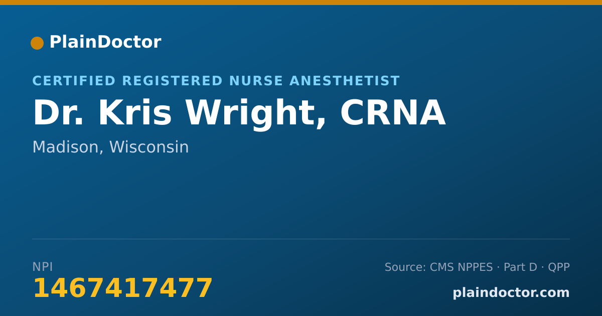 Shareable card for Kris Wright, CRNA - Certified Registered Nurse Anesthetist, Madison, WI