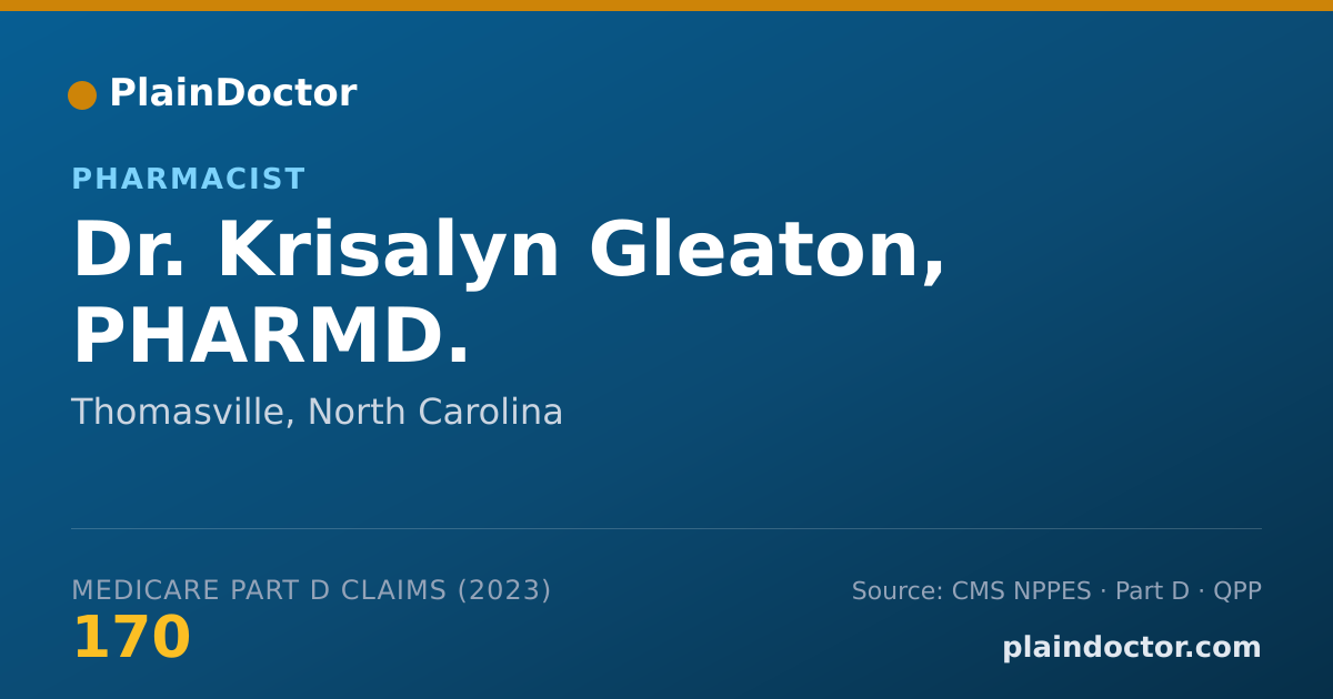Shareable card for Krisalyn Gleaton, PHARMD. - Pharmacist, Thomasville, NC
