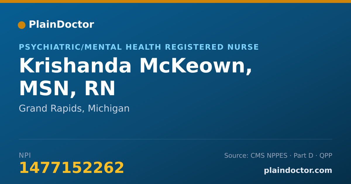 Shareable card for Krishanda McKeown, MSN, RN - Psychiatric/Mental Health Registered Nurse, Grand Rapids, MI