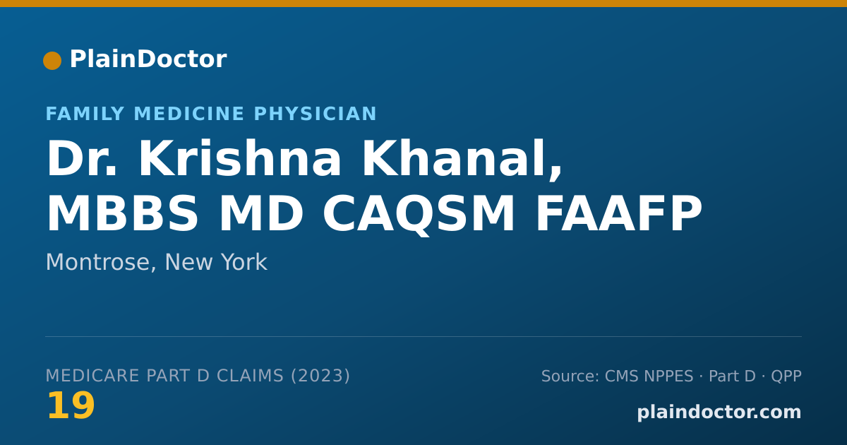 Shareable card for Krishna Khanal, MBBS MD CAQSM FAAFP - Family Medicine Physician, Montrose, NY