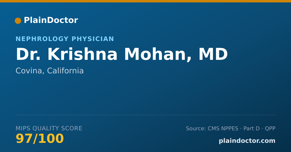 Shareable card for Krishna Mohan, MD - Internal Medicine Physician, Covina, CA