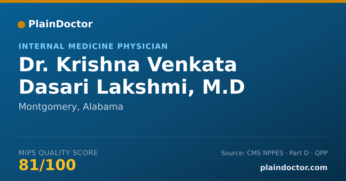 Shareable card for Krishna Venkata Dasari Lakshmi, M.D - Internal Medicine Physician, Montgomery, AL