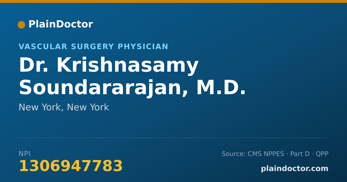 Shareable card for Krishnasamy Soundararajan, M.D. - Vascular Surgery Physician, New York, NY