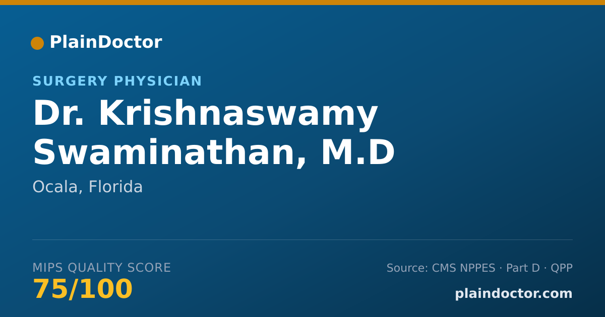 Shareable card for Krishnaswamy Swaminathan, M.D - Surgery Physician, Ocala, FL