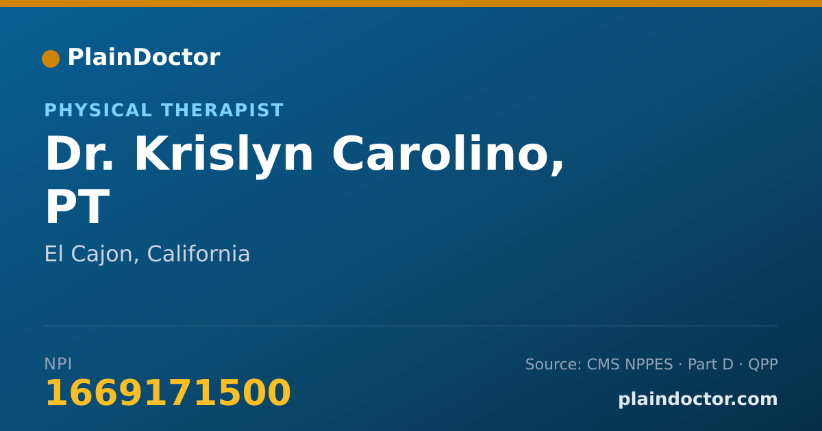 Shareable card for Krislyn Carolino, PT - Physical Therapist, El Cajon, CA
