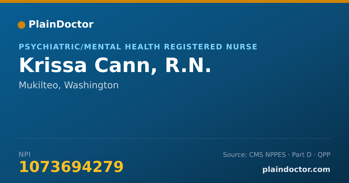 Shareable card for Krissa Cann, R.N. - Psychiatric/Mental Health Registered Nurse, Mukilteo, WA