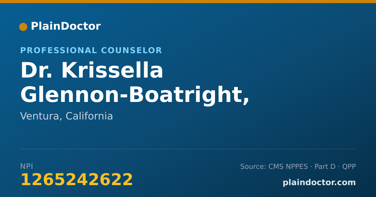 Shareable card for Krissella Glennon-Boatright, MFT, PCC, CWC - Professional Counselor, Ventura, CA