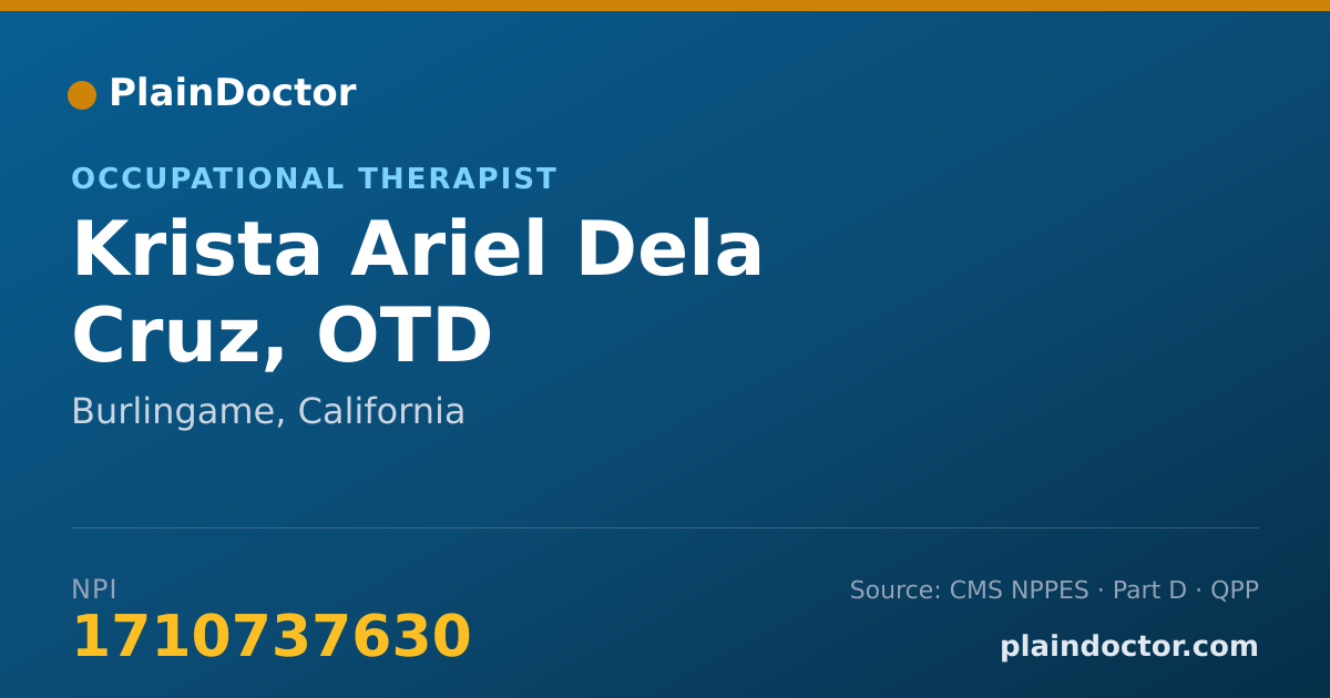 Shareable card for Krista Ariel Dela Cruz, OTD - Occupational Therapist, Burlingame, CA