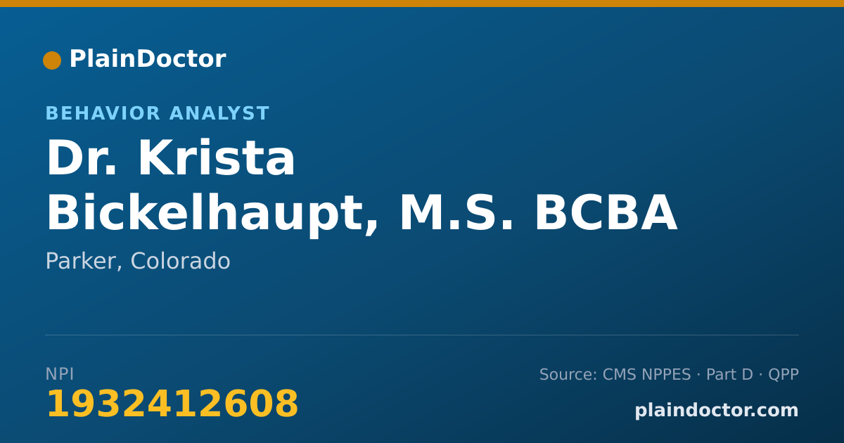 Shareable card for Krista Bickelhaupt, M.S.  BCBA , LPC - Behavior Analyst, Parker, CO