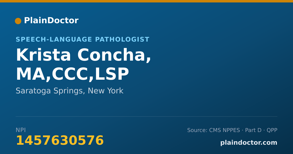 Shareable card for Krista Concha, MA,CCC,LSP - Speech-Language Pathologist, Saratoga Springs, NY