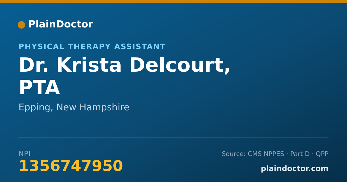 Shareable card for Krista Delcourt, PTA - Physical Therapy Assistant, Epping, NH