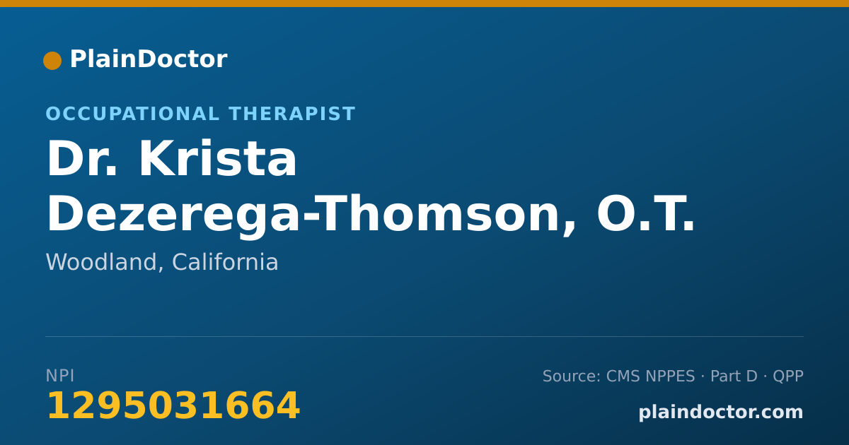 Shareable card for Krista Dezerega-Thomson, O.T. - Occupational Therapist, Woodland, CA