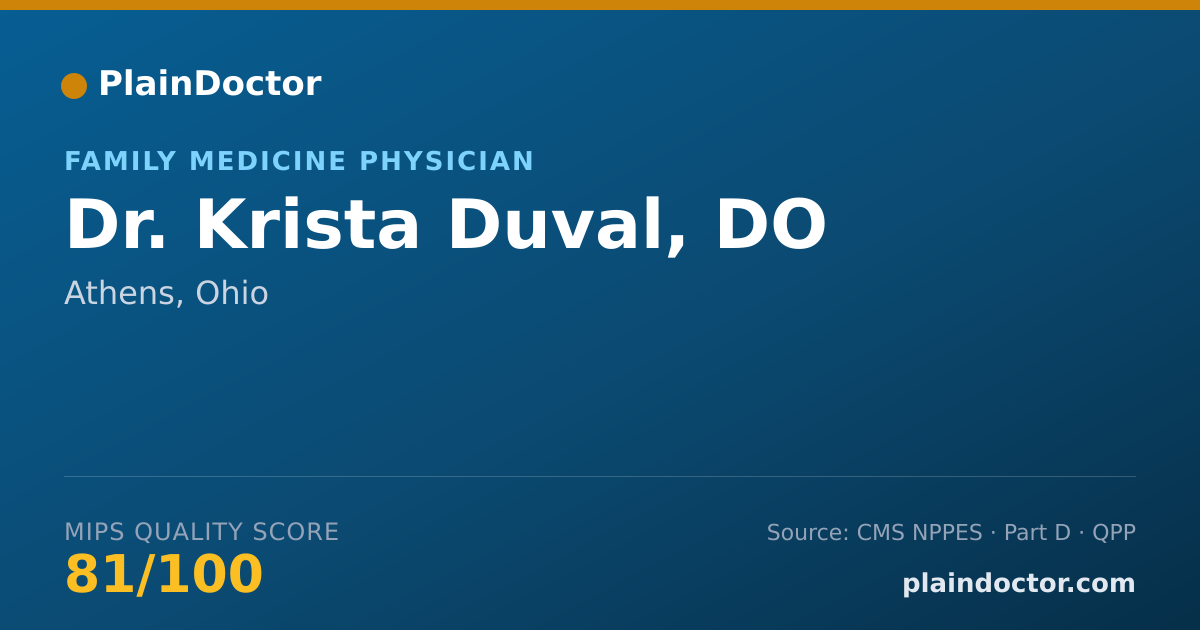 Shareable card for Krista Duval, DO - Family Medicine Physician, Athens, OH