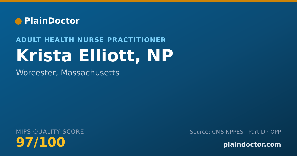 Shareable card for Krista Elliott, NP - Adult Health Nurse Practitioner, Worcester, MA
