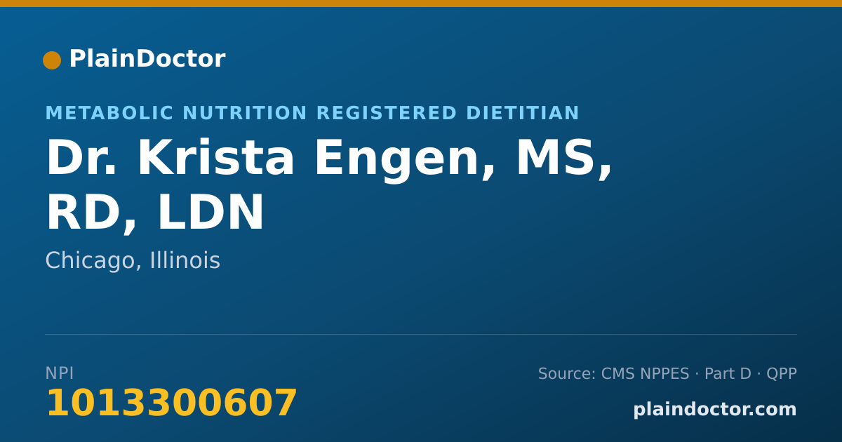 Shareable card for Krista Engen, MS, RD, LDN - Metabolic Nutrition Registered Dietitian, Chicago, IL