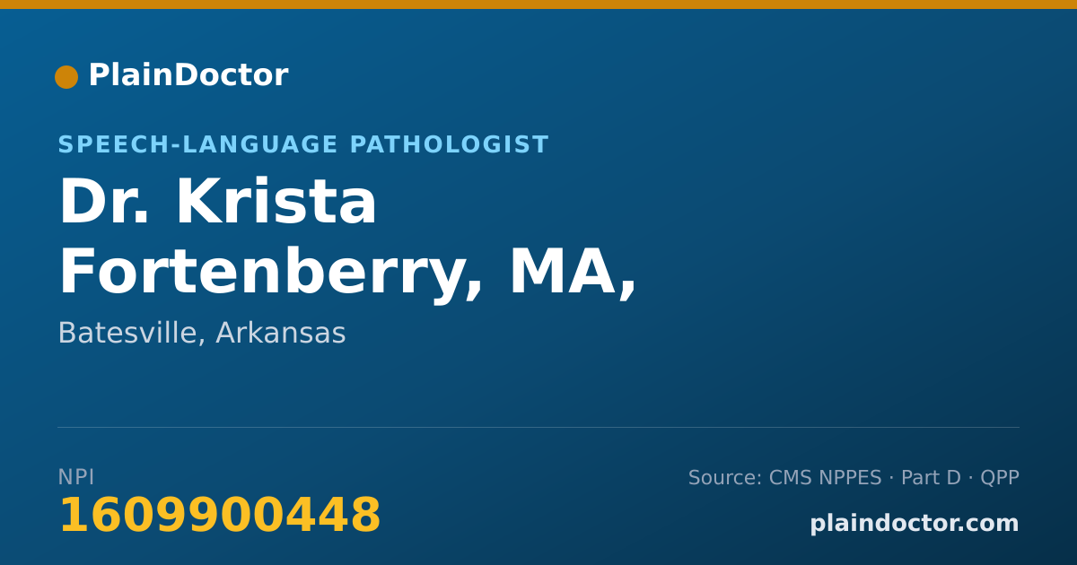 Shareable card for Krista Fortenberry, MA, CCC-SLP - Speech-Language Pathologist, Batesville, AR