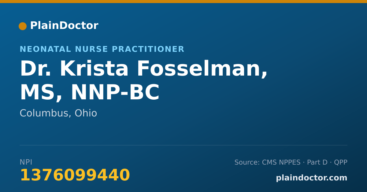 Shareable card for Krista Fosselman, MS, NNP-BC - Neonatal Nurse Practitioner, Columbus, OH