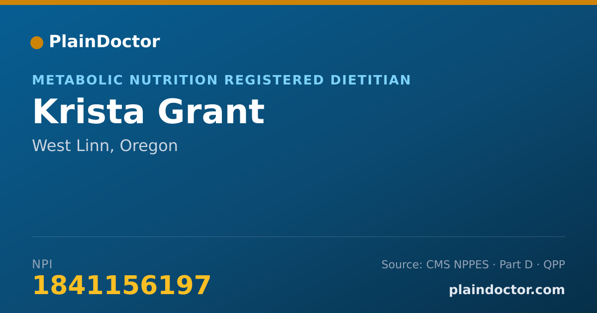 Shareable card for Krista Grant - Metabolic Nutrition Registered Dietitian, West Linn, OR