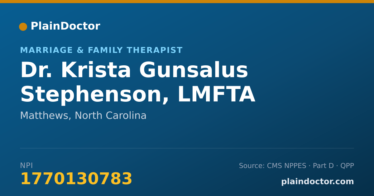 Shareable card for Krista Gunsalus Stephenson, LMFTA - Marriage & Family Therapist, Matthews, NC