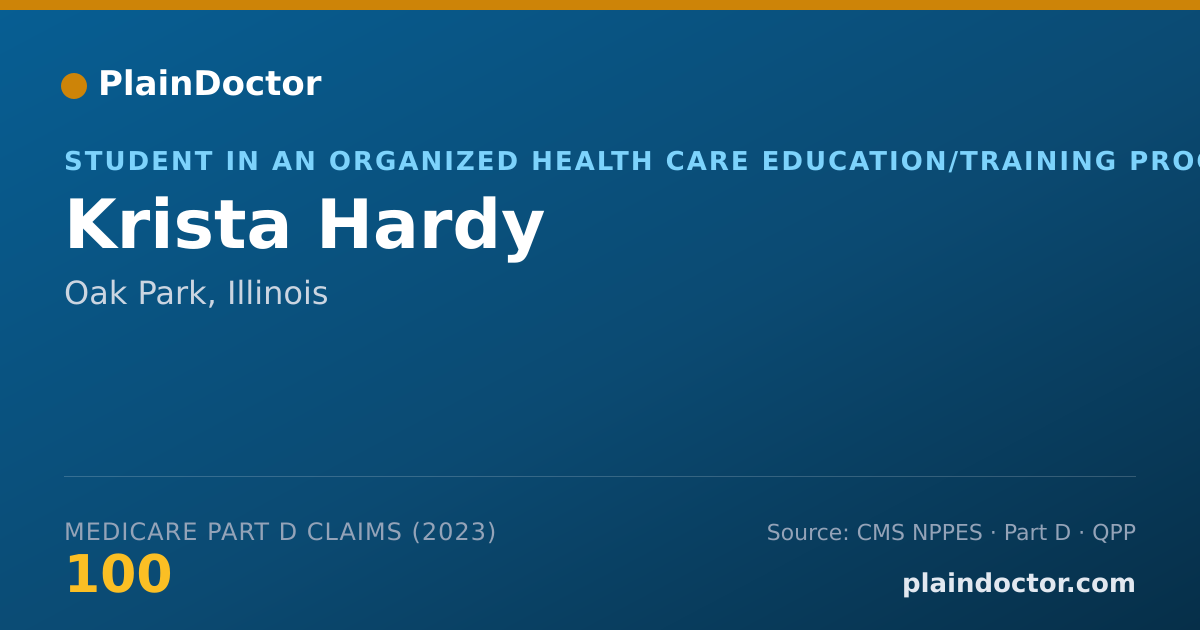 Shareable card for Krista Hardy - Student in an Organized Health Care Education/Training Program, Oak Park, IL