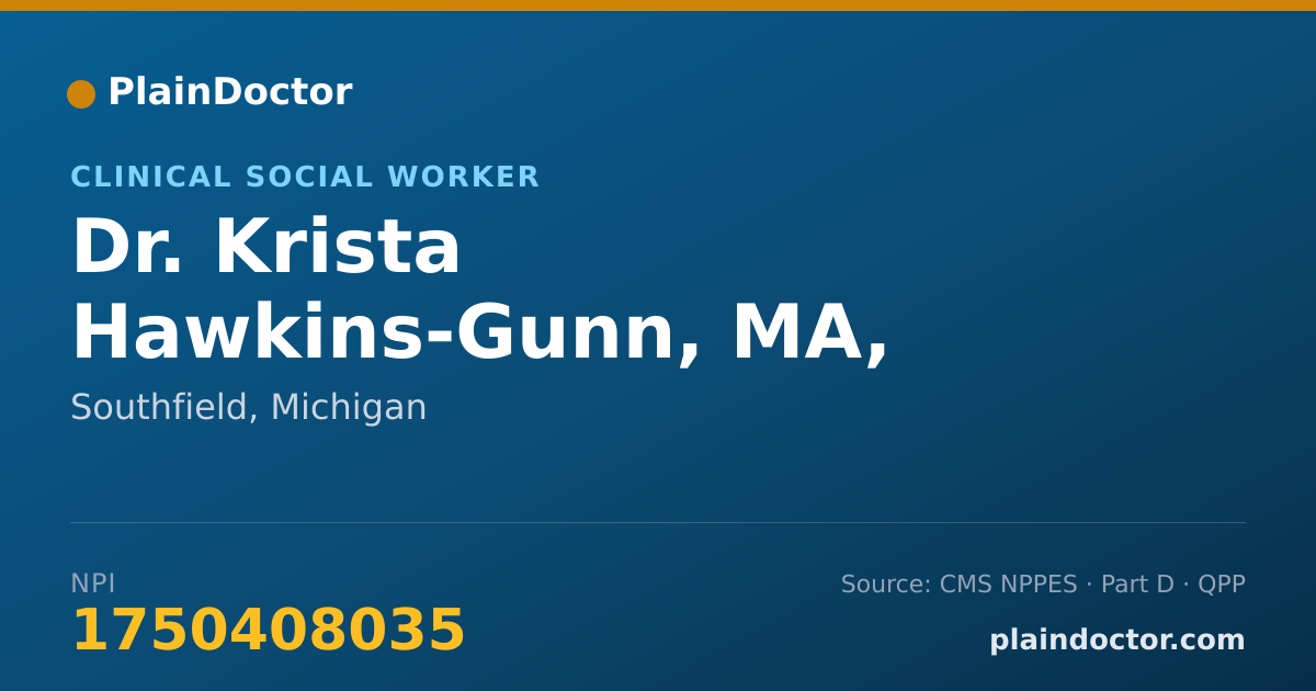 Shareable card for Krista Hawkins-Gunn, MA, LLMSW, CAAC,ICRC - Clinical Social Worker, Southfield, MI