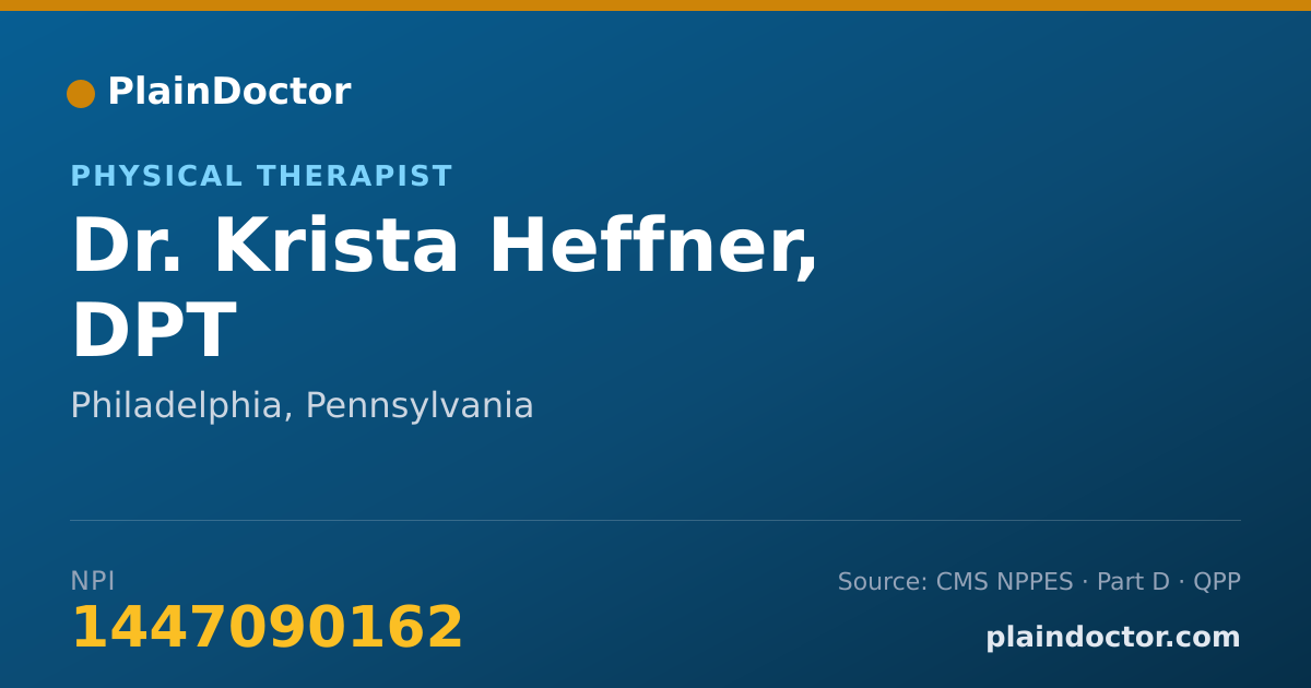 Shareable card for Krista Heffner, DPT - Physical Therapist, Philadelphia, PA