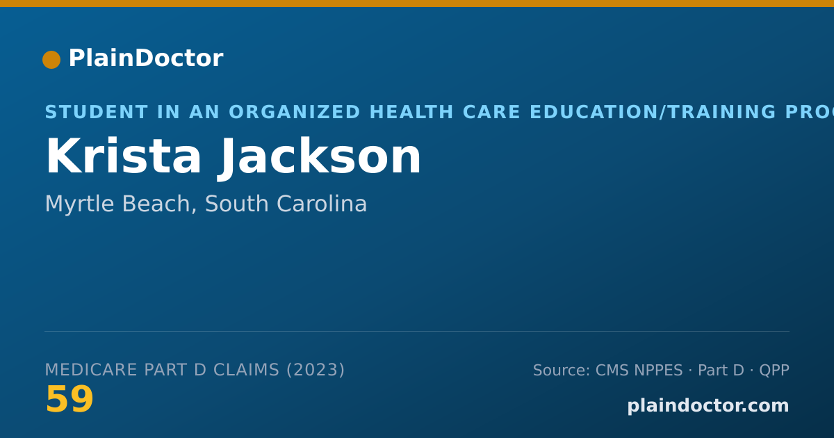 Shareable card for Krista Jackson - Student in an Organized Health Care Education/Training Program, Myrtle Beach, SC