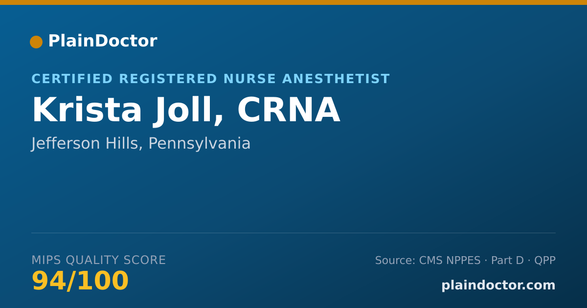 Shareable card for Krista Joll, CRNA - Certified Registered Nurse Anesthetist, Jefferson Hills, PA