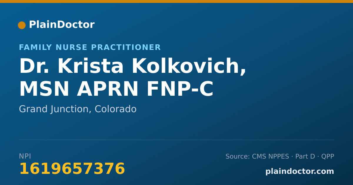 Shareable card for Krista Kolkovich, MSN APRN FNP-C - Family Nurse Practitioner, Grand Junction, CO