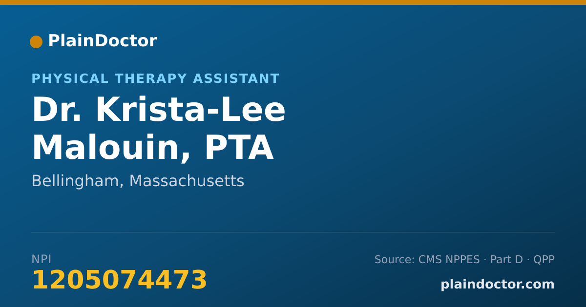 Shareable card for Krista-Lee Malouin, PTA - Physical Therapy Assistant, Bellingham, MA