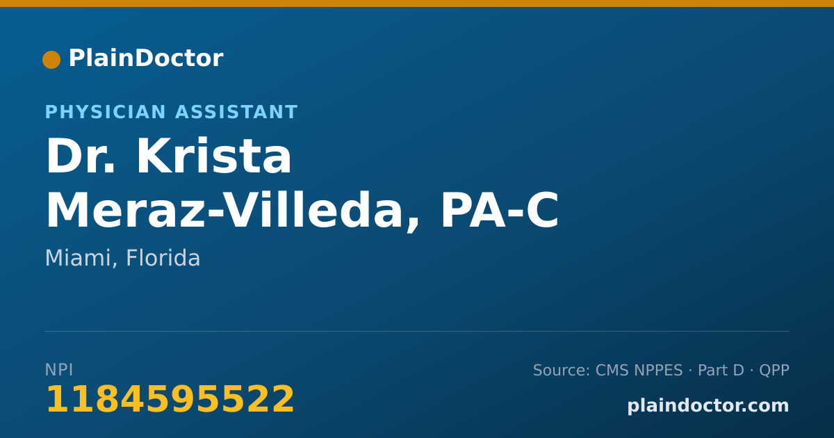 Shareable card for Krista Meraz-Villeda, PA-C - Physician Assistant, Miami, FL