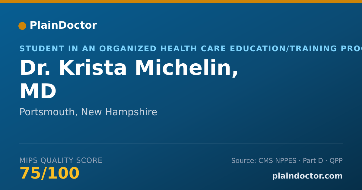 Shareable card for Krista Michelin, MD - Student in an Organized Health Care Education/Training Program, Portsmouth, NH