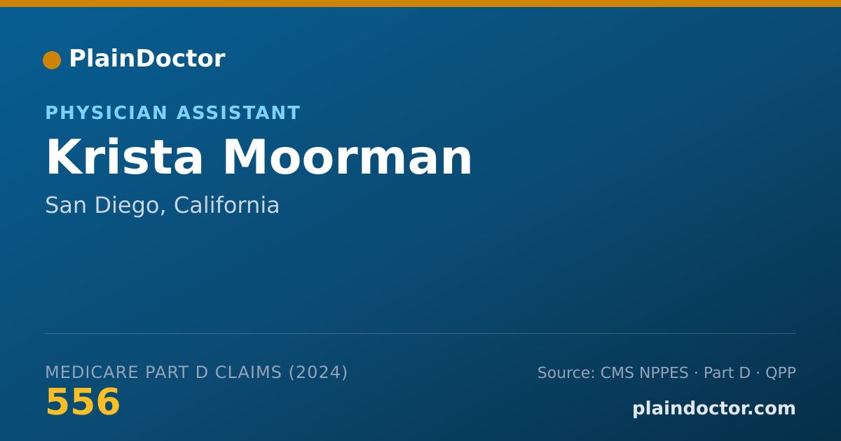 Shareable card for Krista Moorman - Physician Assistant, San Diego, CA