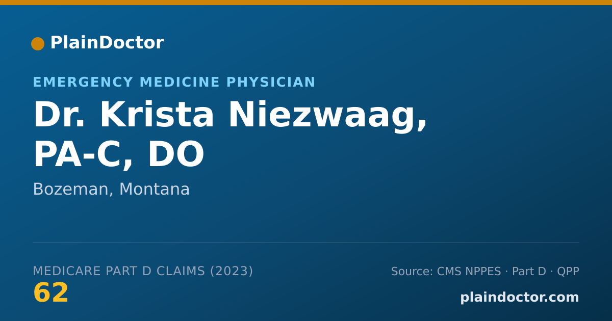 Shareable card for Krista Niezwaag, PA-C, DO - Emergency Medicine Physician, Bozeman, MT