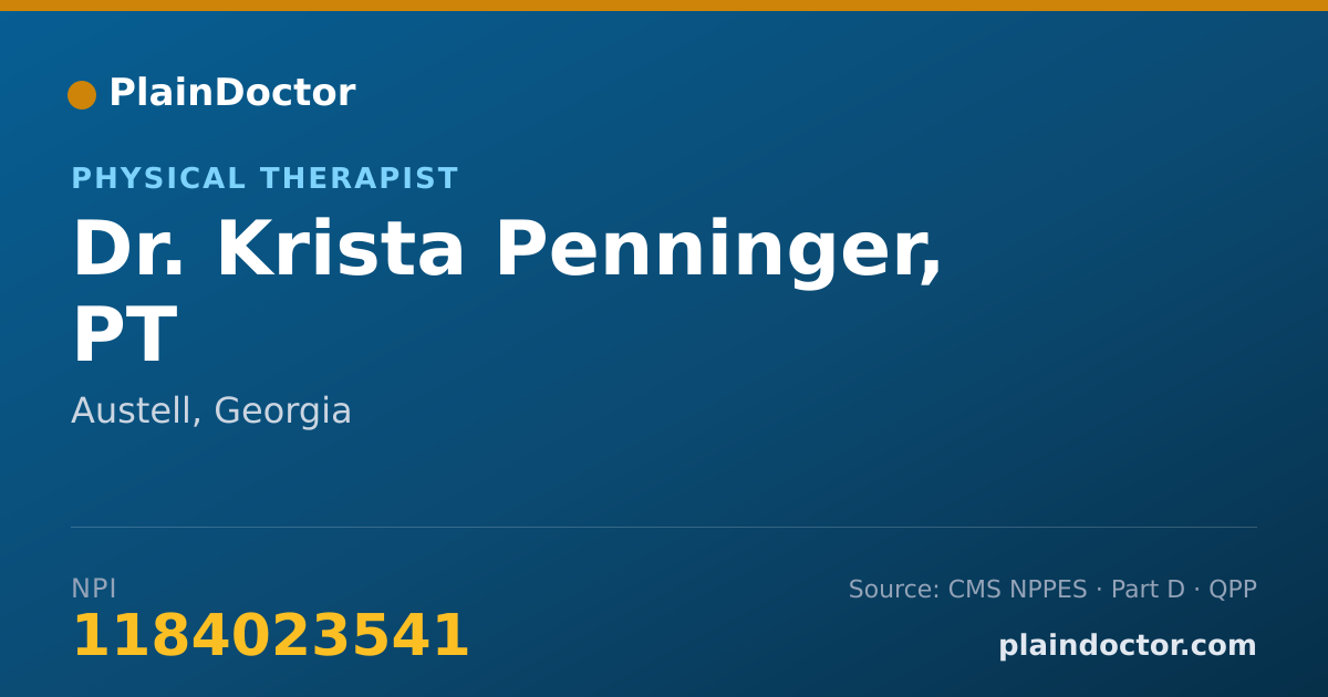 Shareable card for Krista Penninger, PT - Physical Therapist, Austell, GA