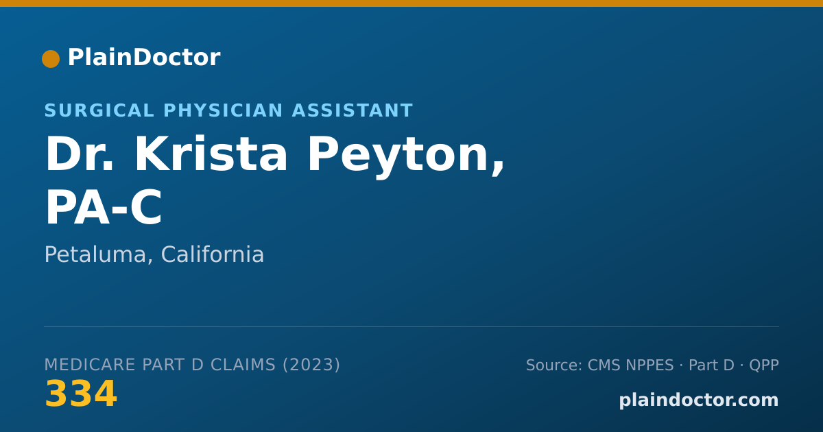 Shareable card for Krista Peyton, PA-C - Surgical Physician Assistant, Petaluma, CA