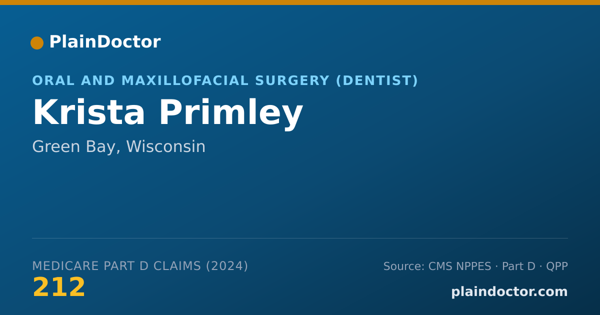 Shareable card for Krista Primley - Oral and Maxillofacial Surgery (Dentist), Green Bay, WI