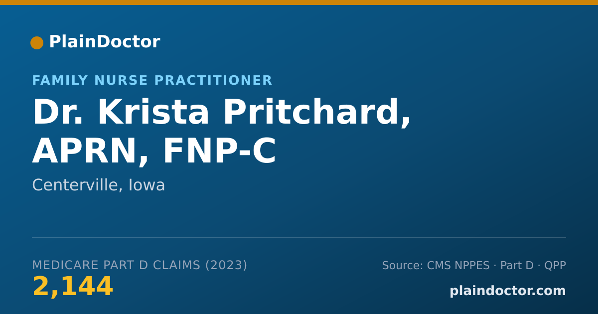 Shareable card for Krista Pritchard, APRN, FNP-C - Family Nurse Practitioner, Centerville, IA