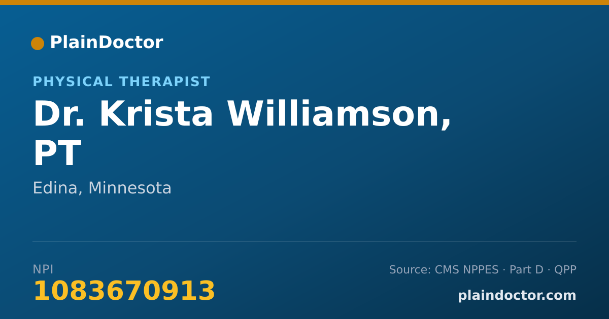 Shareable card for Krista Williamson, PT - Physical Therapist, Edina, MN