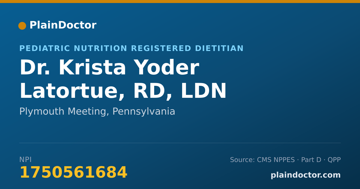Shareable card for Krista Yoder Latortue, RD, LDN - Pediatric Nutrition Registered Dietitian, Plymouth Meeting, PA