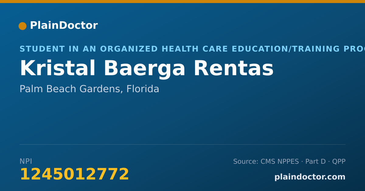 Shareable card for Kristal Baerga Rentas - Student in an Organized Health Care Education/Training Program, Palm Beach Gardens, FL
