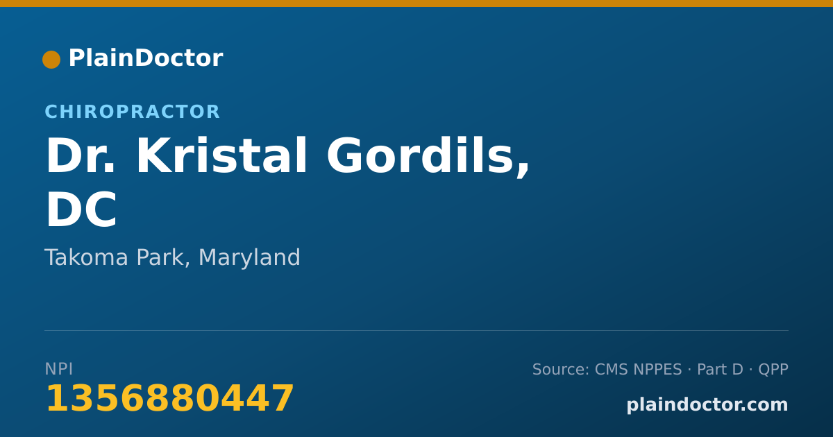 Shareable card for Kristal Gordils, DC - Chiropractor, Takoma Park, MD