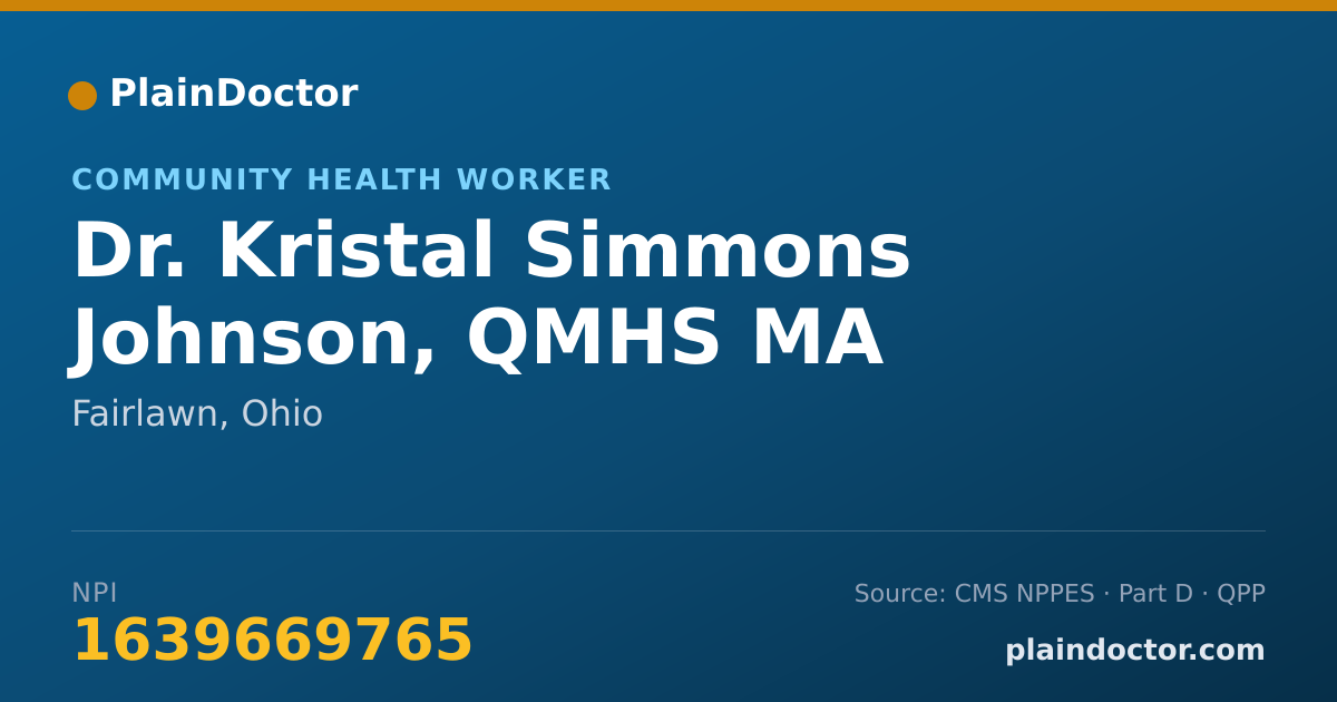 Shareable card for Kristal Simmons Johnson, QMHS MA - Community Health Worker, Fairlawn, OH