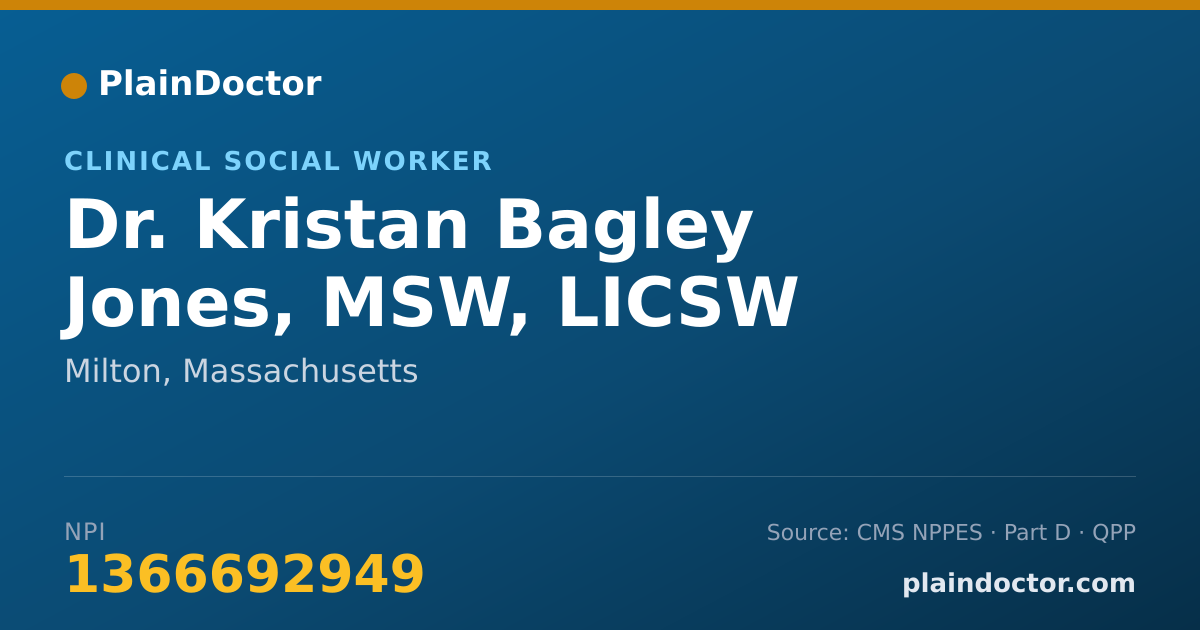 Shareable card for Kristan Bagley Jones, MSW, LICSW - Clinical Social Worker, Milton, MA