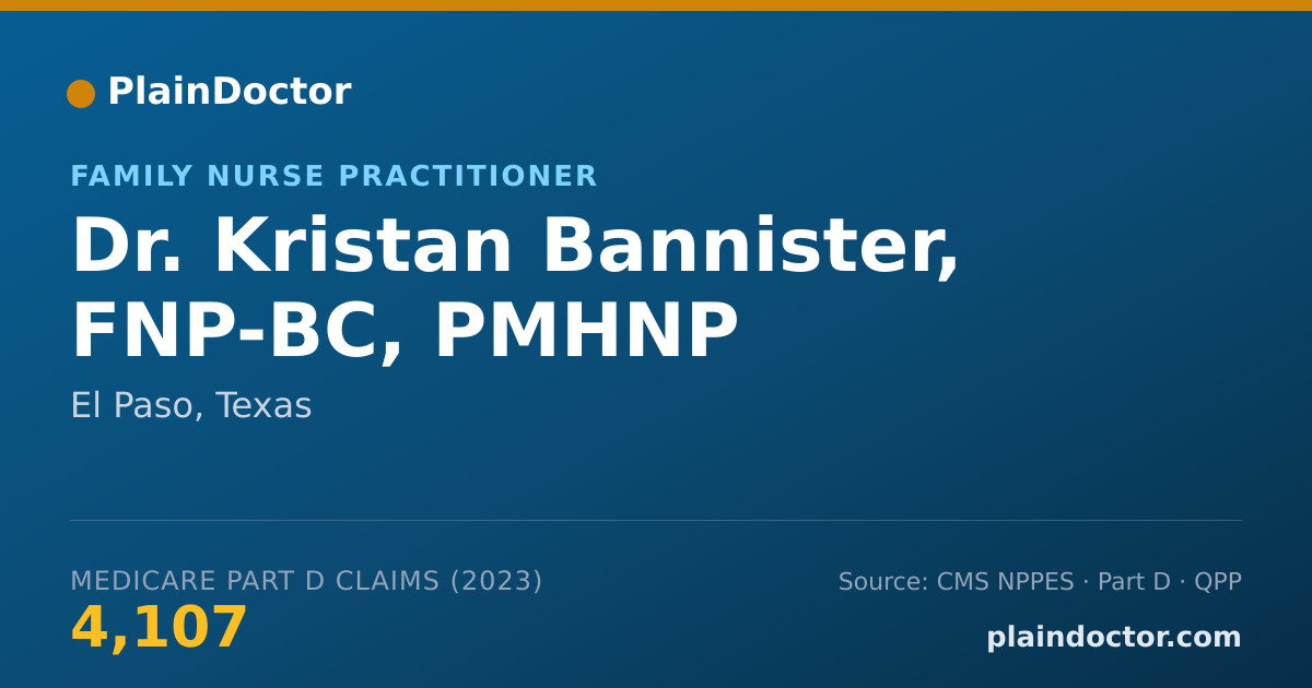 Shareable card for Kristan Bannister, FNP-BC, PMHNP - Family Nurse Practitioner, El Paso, TX